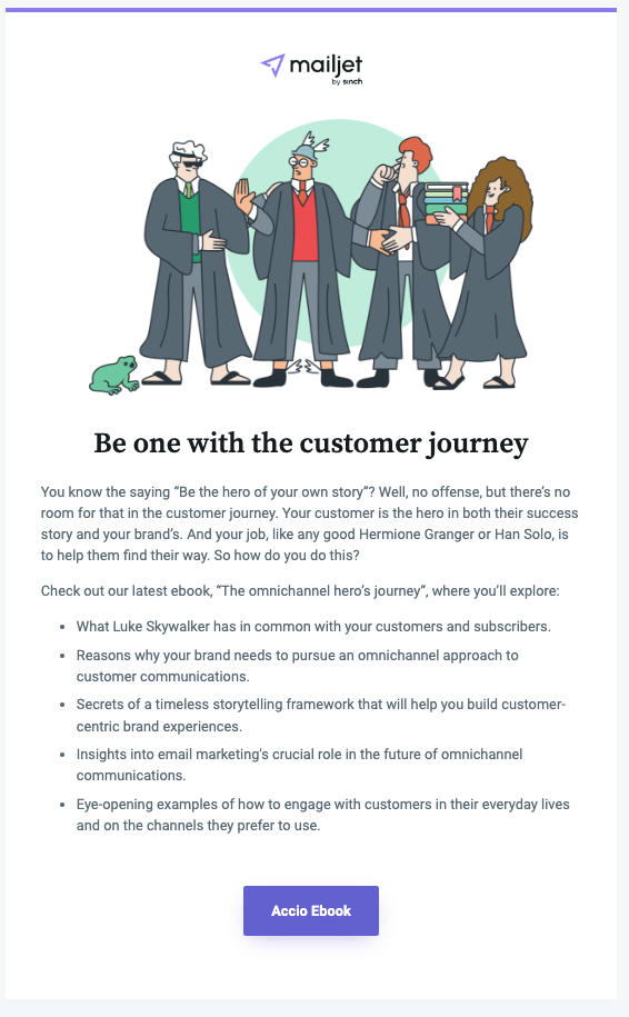 Mailjet email with a creative CTA