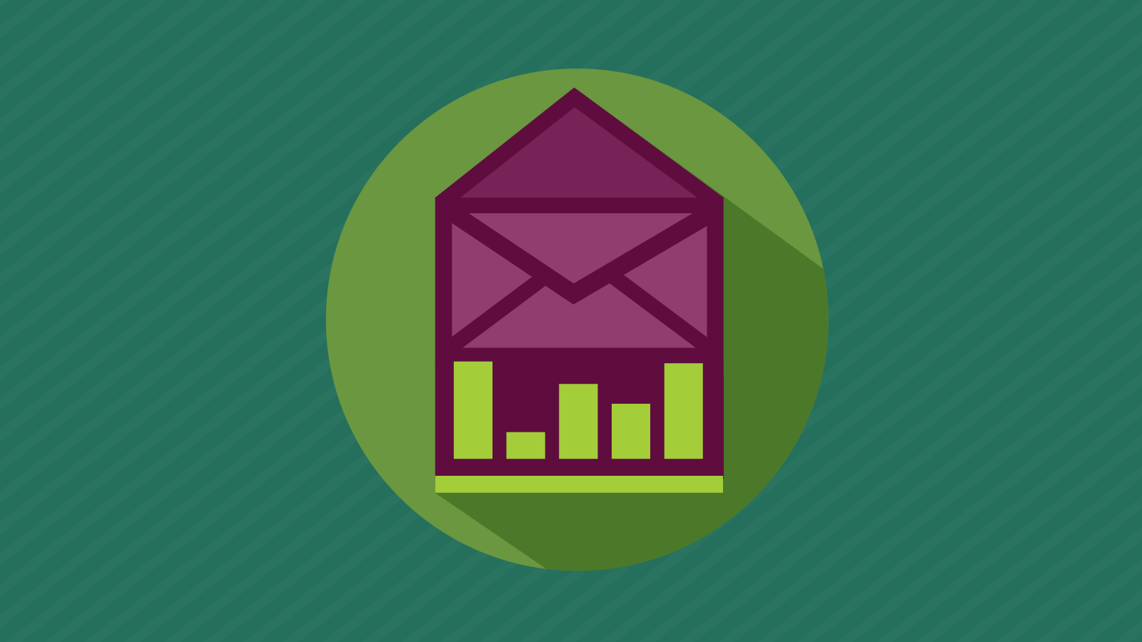bar graph and envelope illustrating email data
