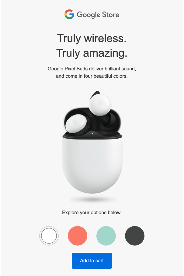 Google pixel buds interactive email