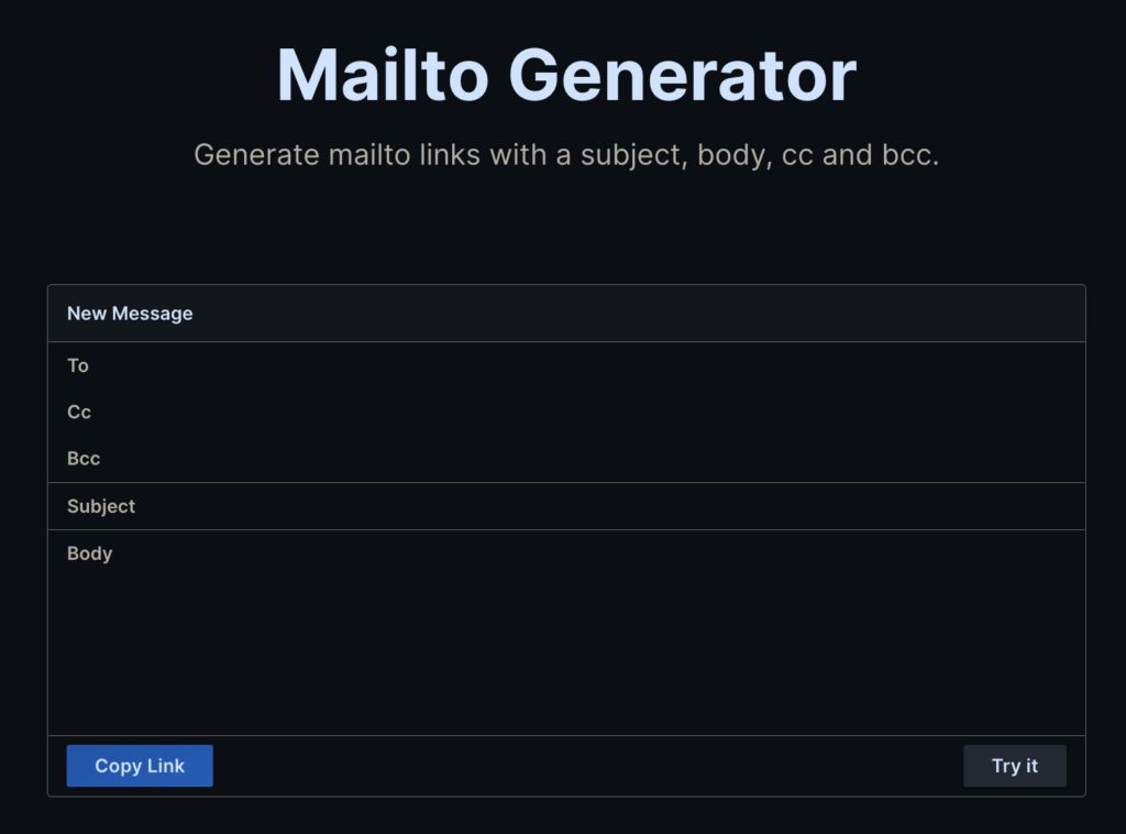 parcel mailto link generator