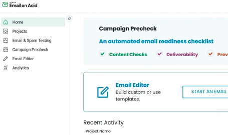 New sidebar navigation in Email on Acid