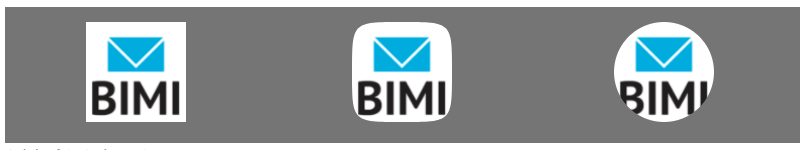 BIMI logo examples of cropping in square, rounded corners and circle format.