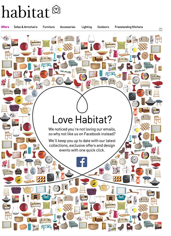 Unsubscribe email with heart graphic and social media CTA