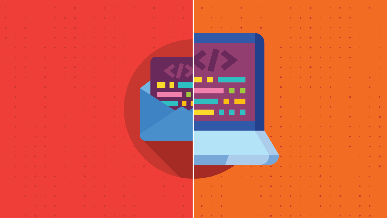 spit screen of icons for web vs. email coding